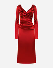 Dolce&Gabbana Satin draped calf-length dress Red F79BUTFURHM
