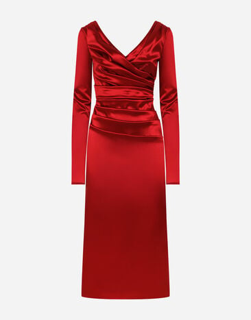 Dolce&Gabbana 드레이프 디테일 새틴 미드카프 드레스 멀티 컬러 BB5970AR441