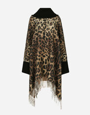 Dolce & Gabbana Cashmere and wool poncho with fringing Animal Print F0C4YFFUPU8