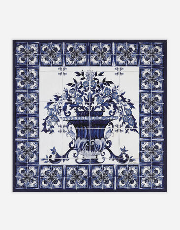 Dolce&Gabbana Majolica-print twill scarf (90 x 90) Black F0B6ATHJMOK