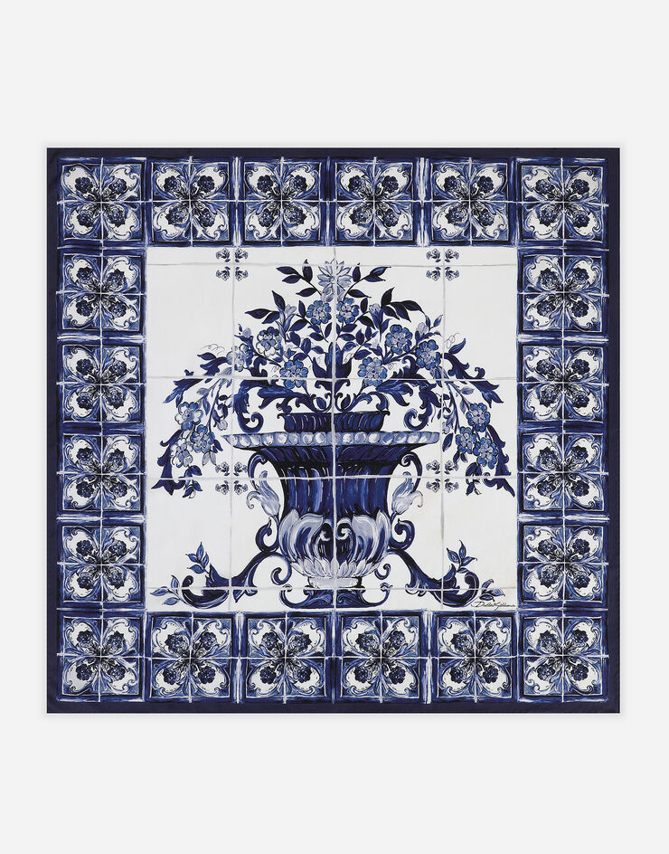 Dolce & Gabbana Foulard 90 x 90 en sergé à imprimé majoliques Multicolore FN090RGDAOZ