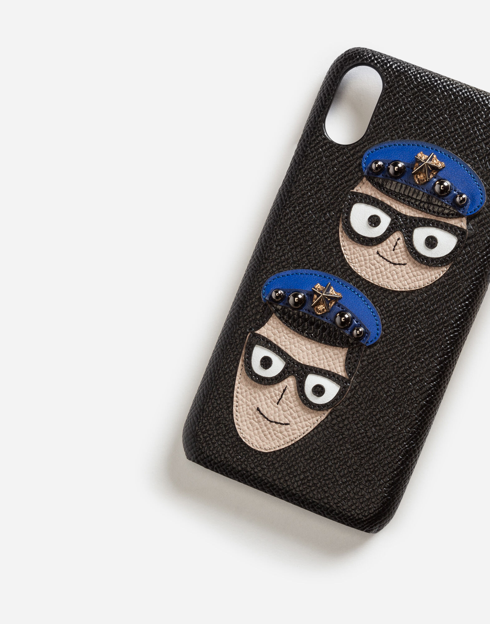 iPhone X カバー DAUPHINEカーフスキン デザイナーズパッチ