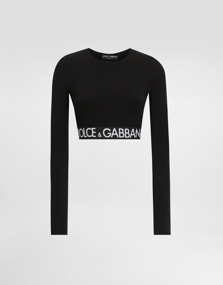 Dolce & Gabbana Long-sleeved jersey top with branded elastic Dolce & Gabbana Long-sleeved jersey top with branded elastic Multicolor F8N51TGDCML