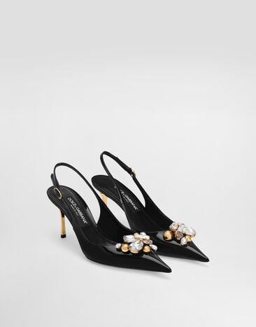Dolce & Gabbana Patent leather slingback with embellishment Multicolor CG1011AZ188