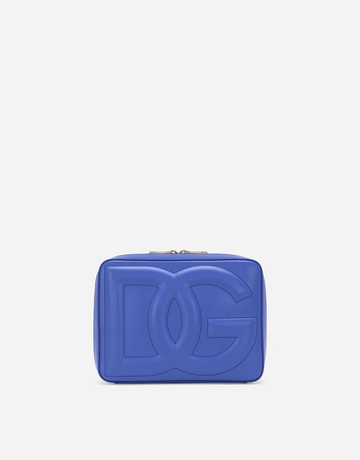 Dolce & Gabbana Mittelgroße Camera Bag DG Logo Bag aus Kalbsleder Blau BB7290AW576