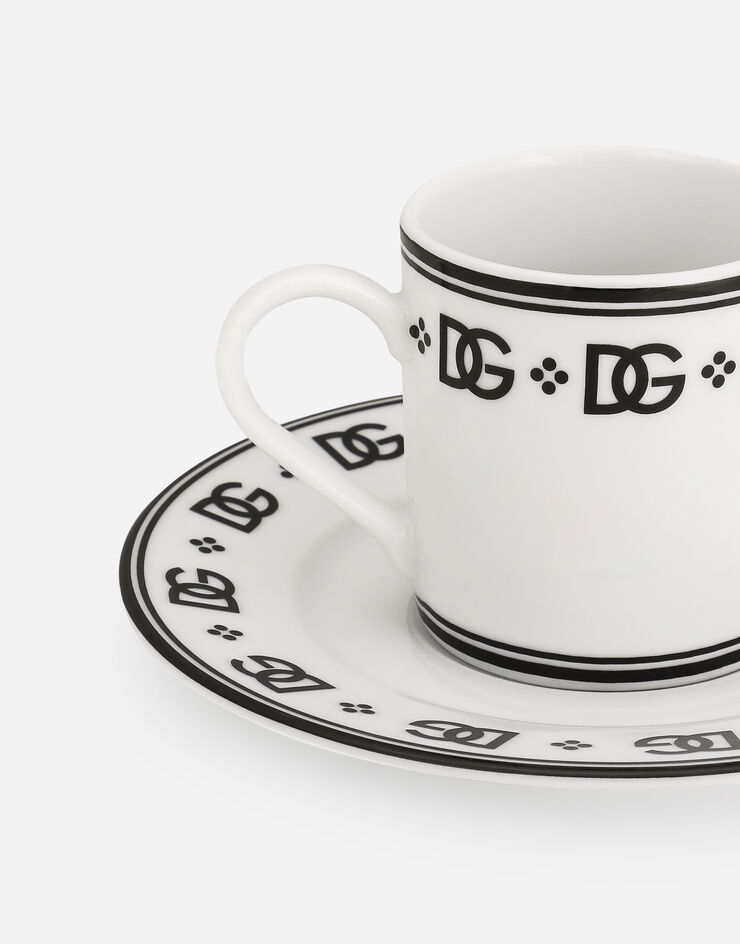 Dolce & Gabbana Set 2 Porcelain Espresso Cups with Saucers Multicolor TC0S10TCALH