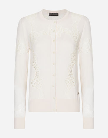 Dolce&Gabbana Cashmere and silk cardigan with lace inlay Gold WBP6C1W1111