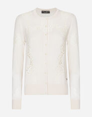 Dolce & Gabbana Cashmere and silk cardigan with lace inlay Black F0D1CTFUBFX