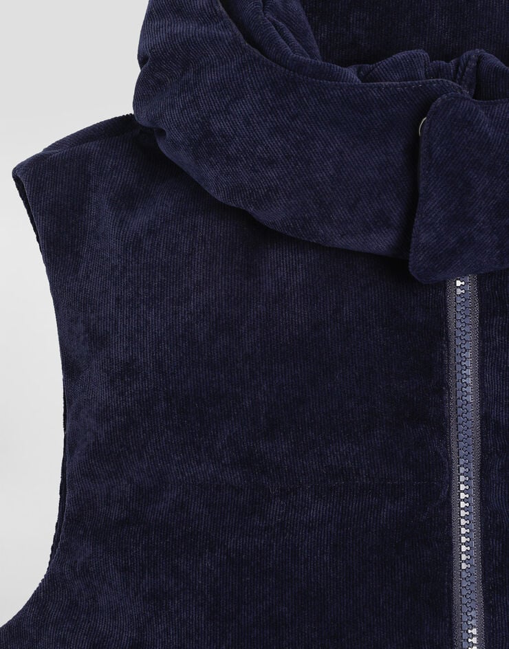 Dolce & Gabbana Sleeveless corduroy down jacket Blue L4JB7SFUEFO