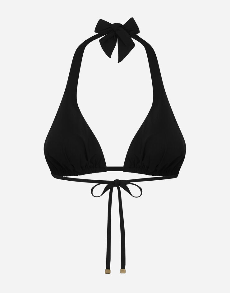 Dolce & Gabbana Black Padded Triangle Halter Bikini Top Swimwear