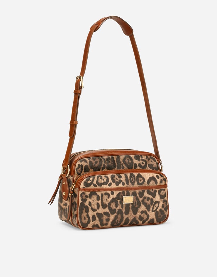 Dolce & Gabbana Leopard-print Crespo handbag with branded plate Multicolor BB2210AW384