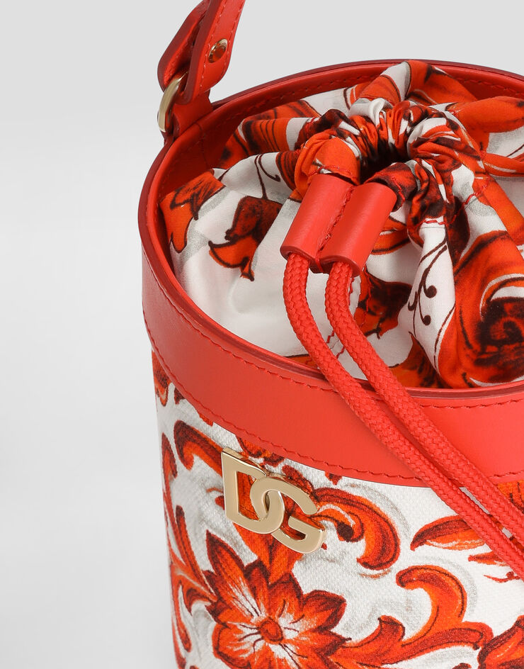 Dolce & Gabbana Bucket bag in majolica-print canvas Multicolor EB0266AY552