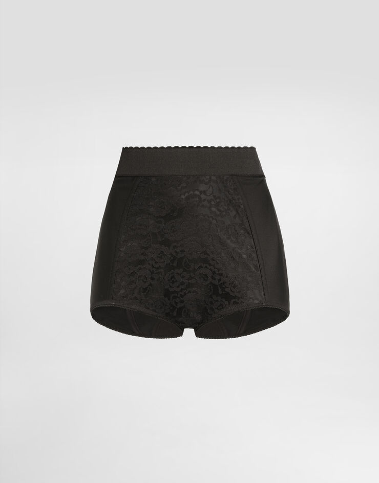 Dolce & Gabbana High-waisted shaper panties in jacquard and satin Black FTAG1TGDCLQ