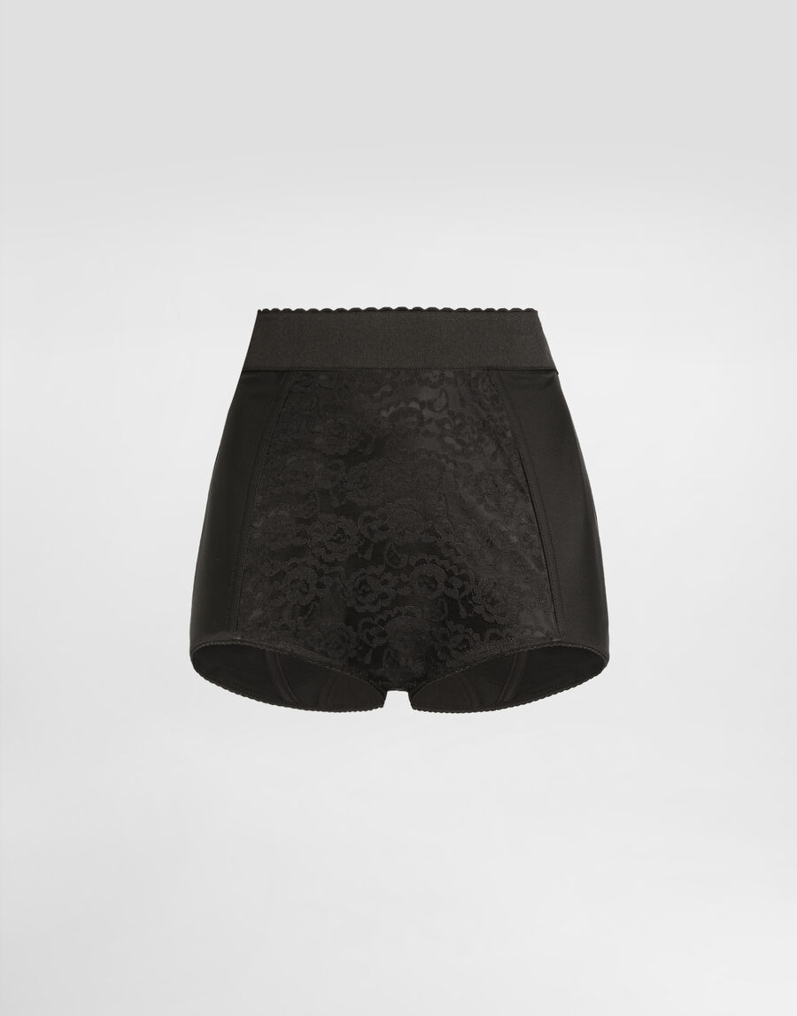 High-waisted shaper panties in jacquard and satin