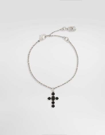 Dolce & Gabbana Link bracelet with rhinestone-detailed cross charms Silver WBQ6D1W1111