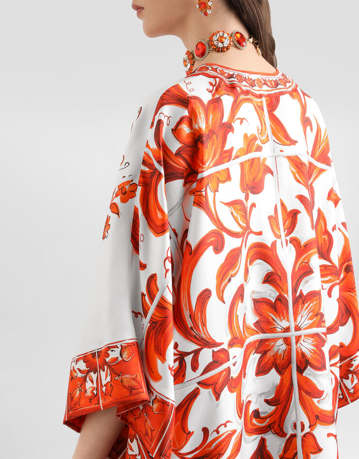 Dolce & Gabbana Majolica-print twill short kimono dress Multicolor F617NTGDDRE
