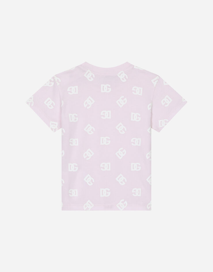 Dolce & Gabbana Camiseta de punto con estampado integral del logotipo DG Rosa L1JT8EG7HX5
