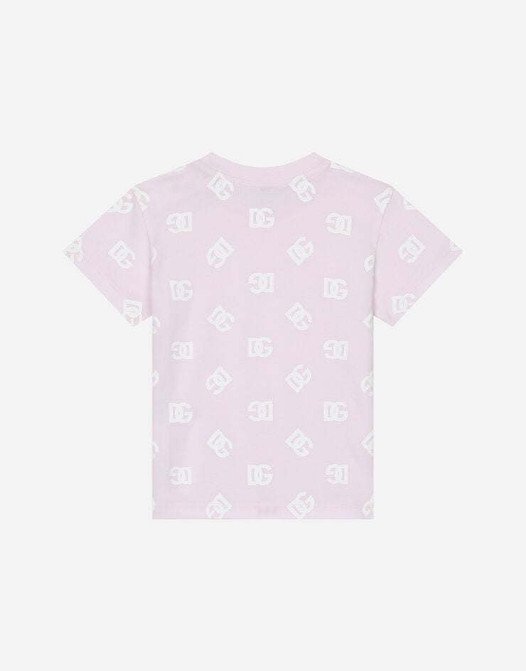 Dolce & Gabbana Jersey T-shirt with all-over DG logo print Pink L1JT8EG7HX5