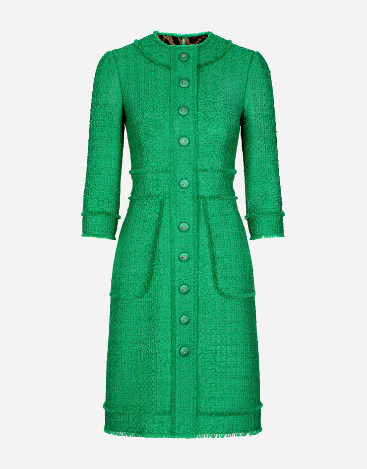 Dolce & Gabbana Raschel tweed midi dress Green F6ARXTFMMHN