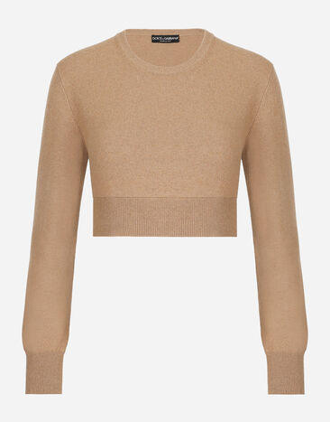 Dolce & Gabbana Cropped wool and cashmere round-neck sweater Beige BB6711AV893