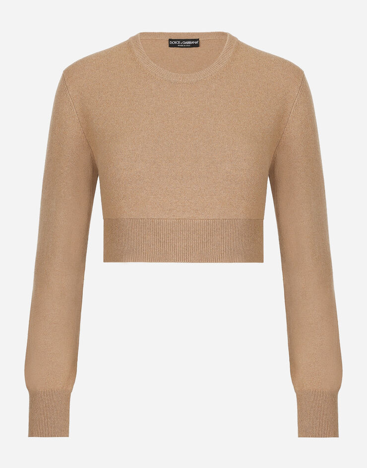Dolce & Gabbana Cropped wool and cashmere round-neck sweater Beige FXM28TJFMQ7