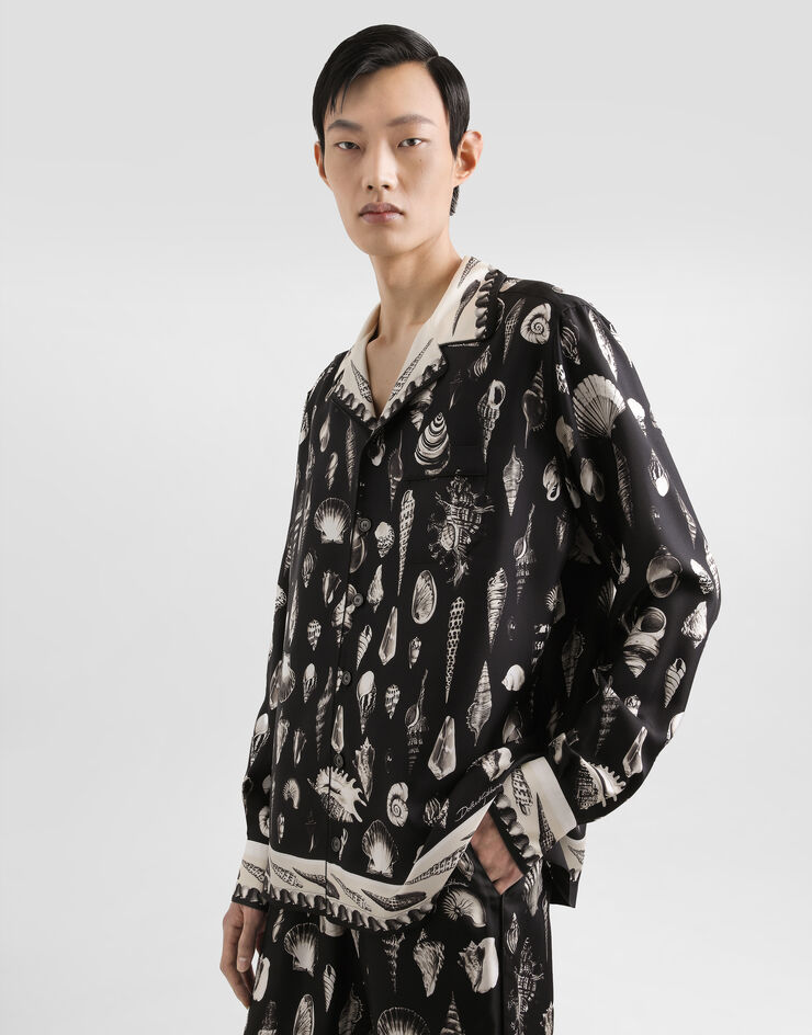 Dolce & Gabbana Shell-print silk twill vanity shirt Multicolor G5IF1THI1ZA