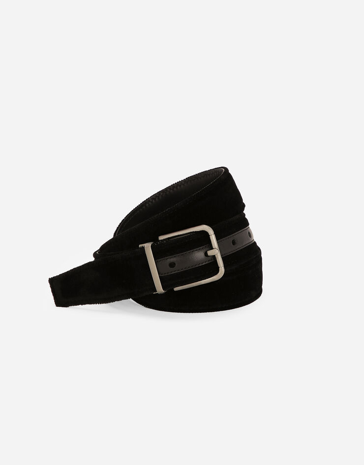 Dolce & Gabbana Cinturón de terciopelo de algodón Negro BC4703A6808