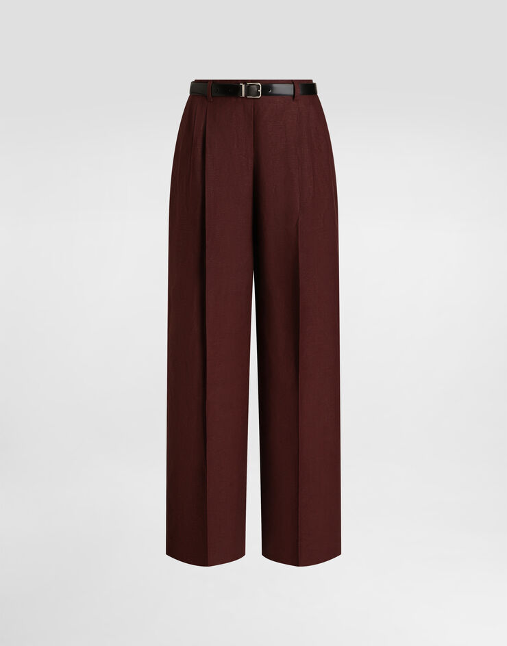 Dolce & Gabbana Pantalon en toile de lin à la coupe sartoriale Multicolor FTDMITFU4MC