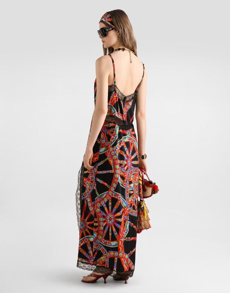 Dolce & Gabbana Carretto-print charmeuse slip dress Multicolor F616ITFSA9U