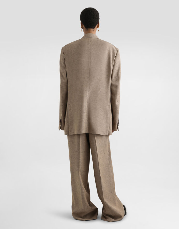 Dolce & Gabbana Tweed-effect linen and viscose trousers Multicolor FTDMITHUMWC