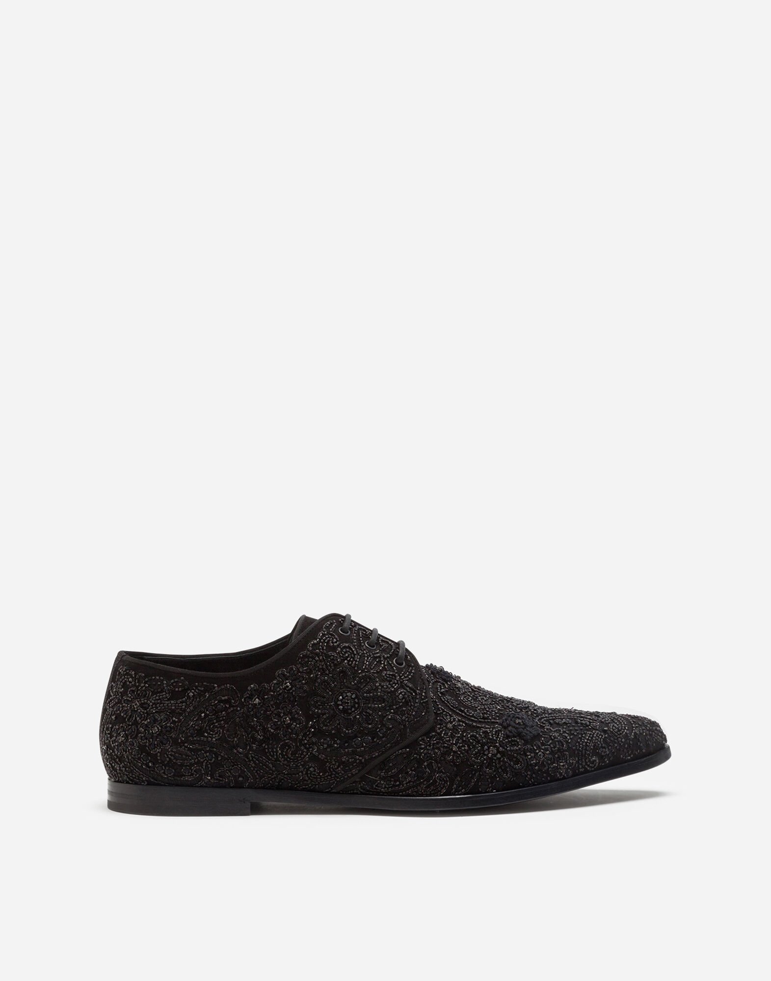 Dolce&Gabbana Suede derby shoes with all-over embroidery Grey A10799AO034