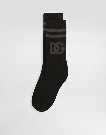 Dolce & Gabbana Cotton socks with DG jacquard logo Multicolor GXS80TJGMED