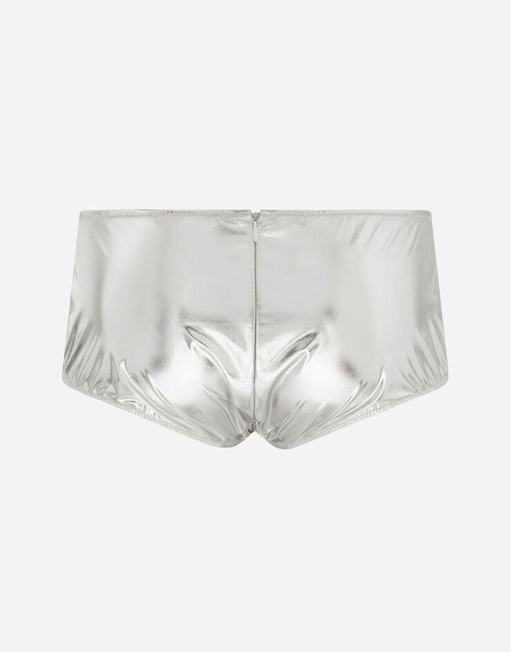 Dolce & Gabbana KIM DOLCE&GABBANA Coated stretch jersey high-waisted panties Silver O2E28TFUGMH