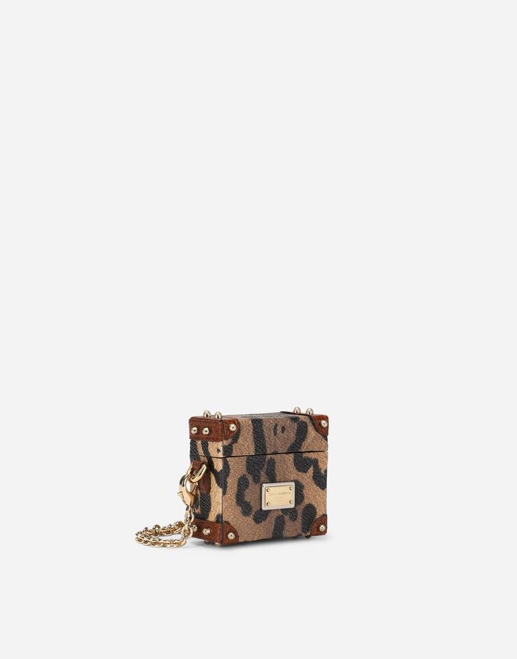 Dolce & Gabbana Funda para los AirPods en crespo estampado leopardo con placa con logotipo Multicolor BI3067AW384