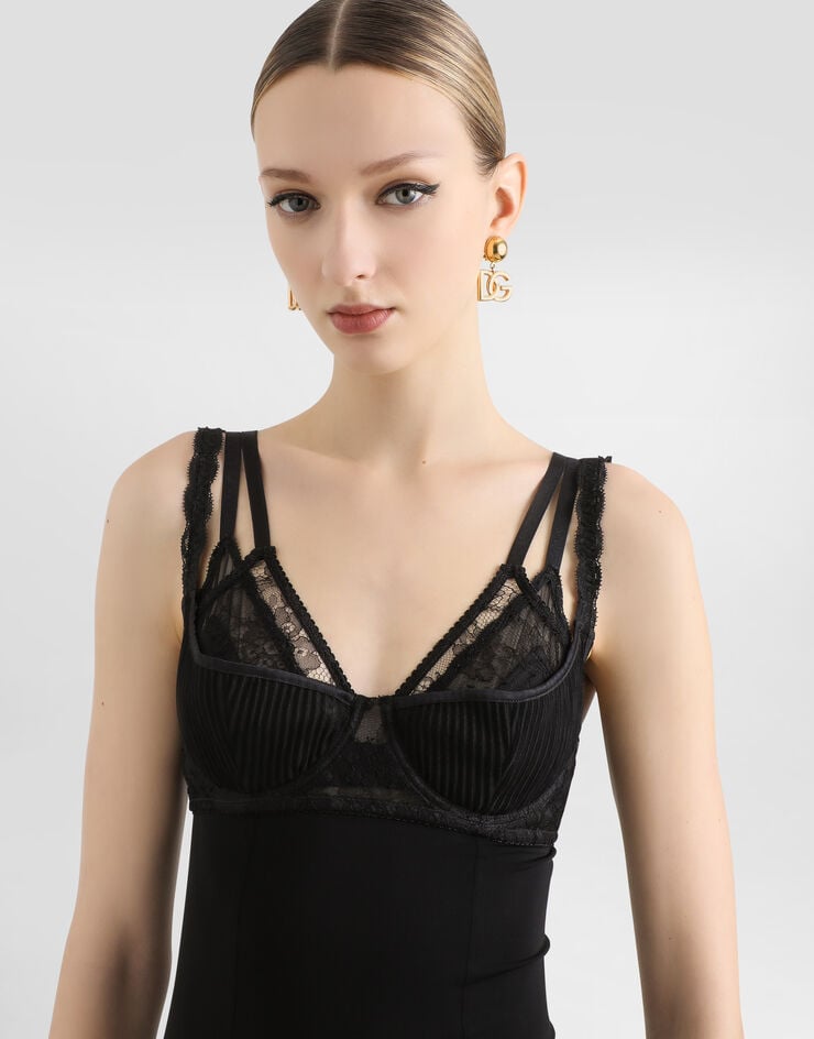 Dolce & Gabbana Godetkleid aus Organsin Schwarz F6DEYTFUIAU