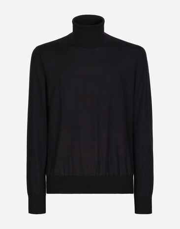 Dolce & Gabbana Pull à col montant en cachemire extrafin Bleu GXB00TJAW2O
