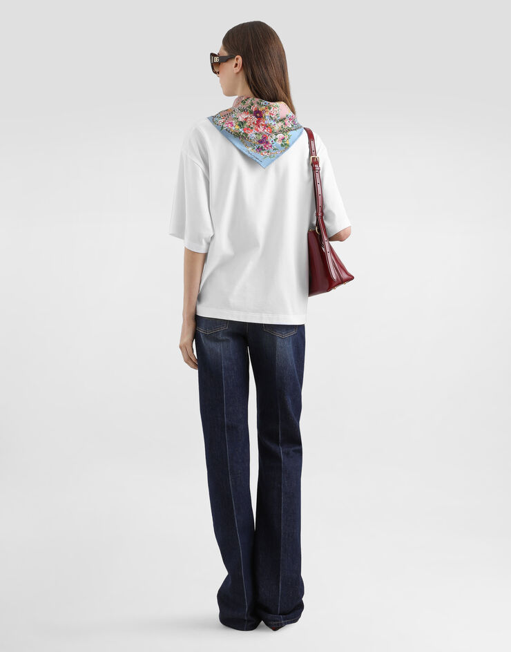 Dolce & Gabbana T-shirt en jersey avec foulard et broderie DG Dolce & Gabbana T-shirt en jersey avec foulard et broderie DG White F8W32ZGDDPD