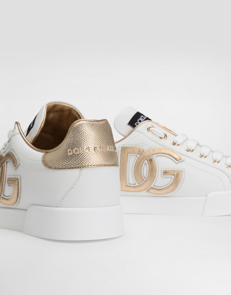 Dolce & Gabbana Sneaker Portofino in pelle di vitello con logo DG Bianco CK1545AD780