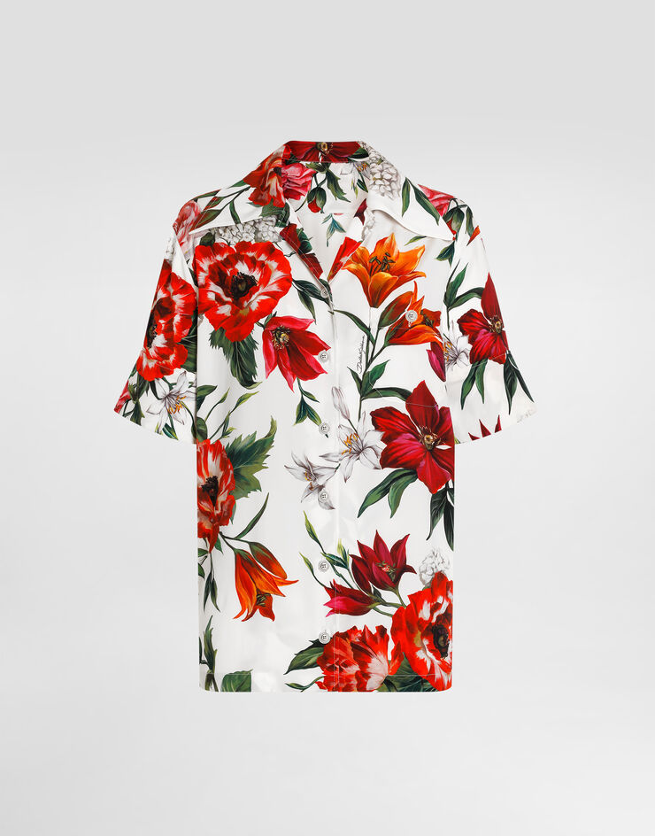 Dolce & Gabbana Flower-print charmeuse shirt Print F5N17TFSA7V
