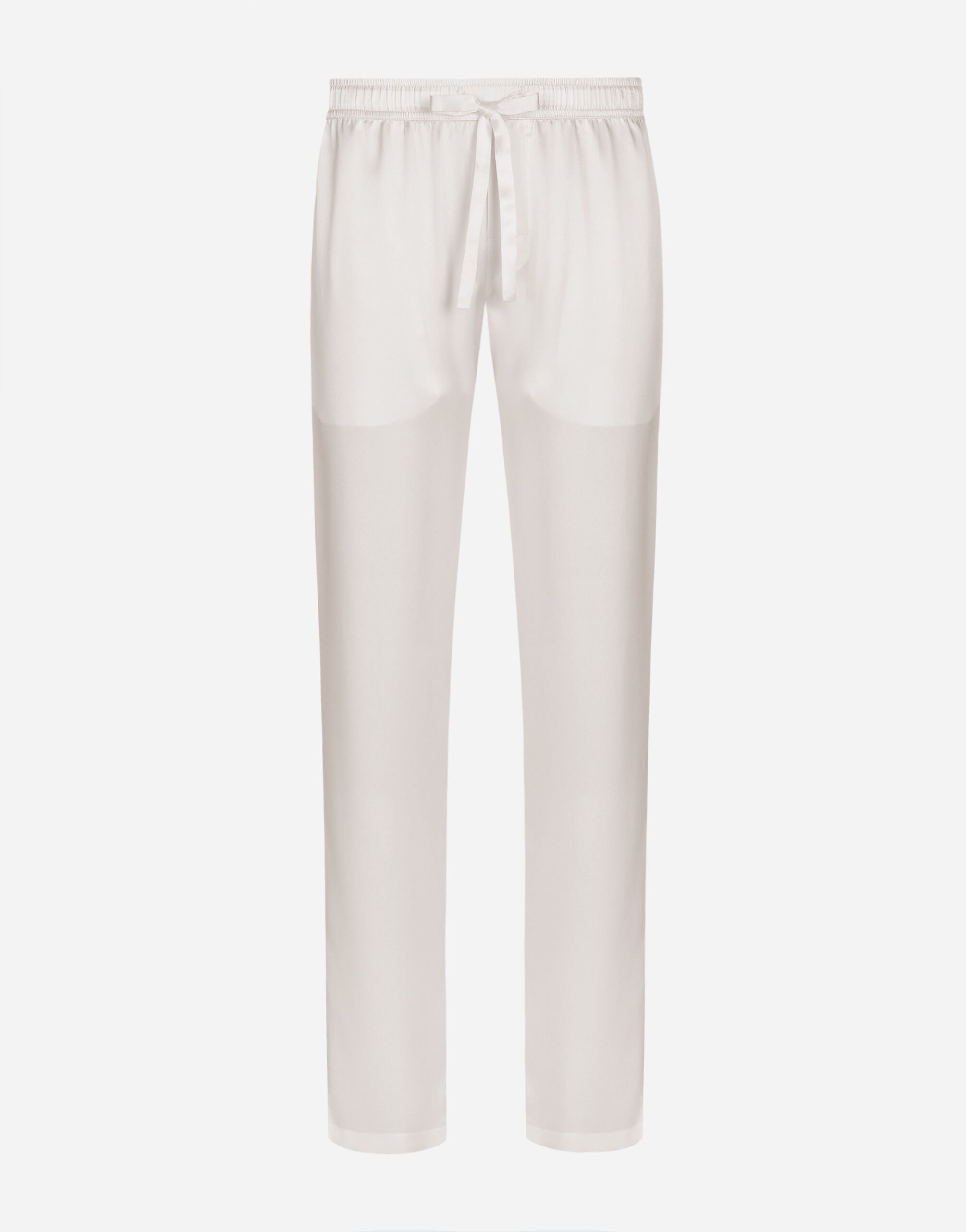 Dolce & Gabbana Silk satin jogging pants with metal DG logo White GY6IETGG868