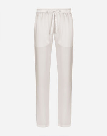 Dolce&Gabbana Silk satin jogging pants with metal DG logo Grey GVZ7ATG7KX9