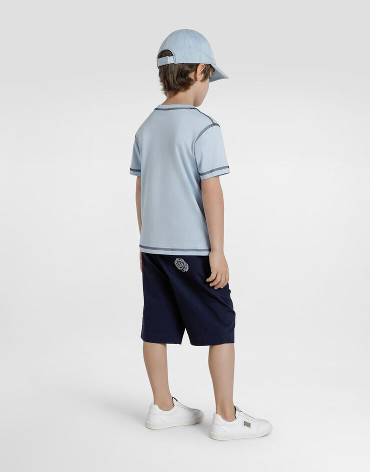 Dolce & Gabbana Short-sleeved jersey t-shirt with DG Azure L4JTHUG7PES