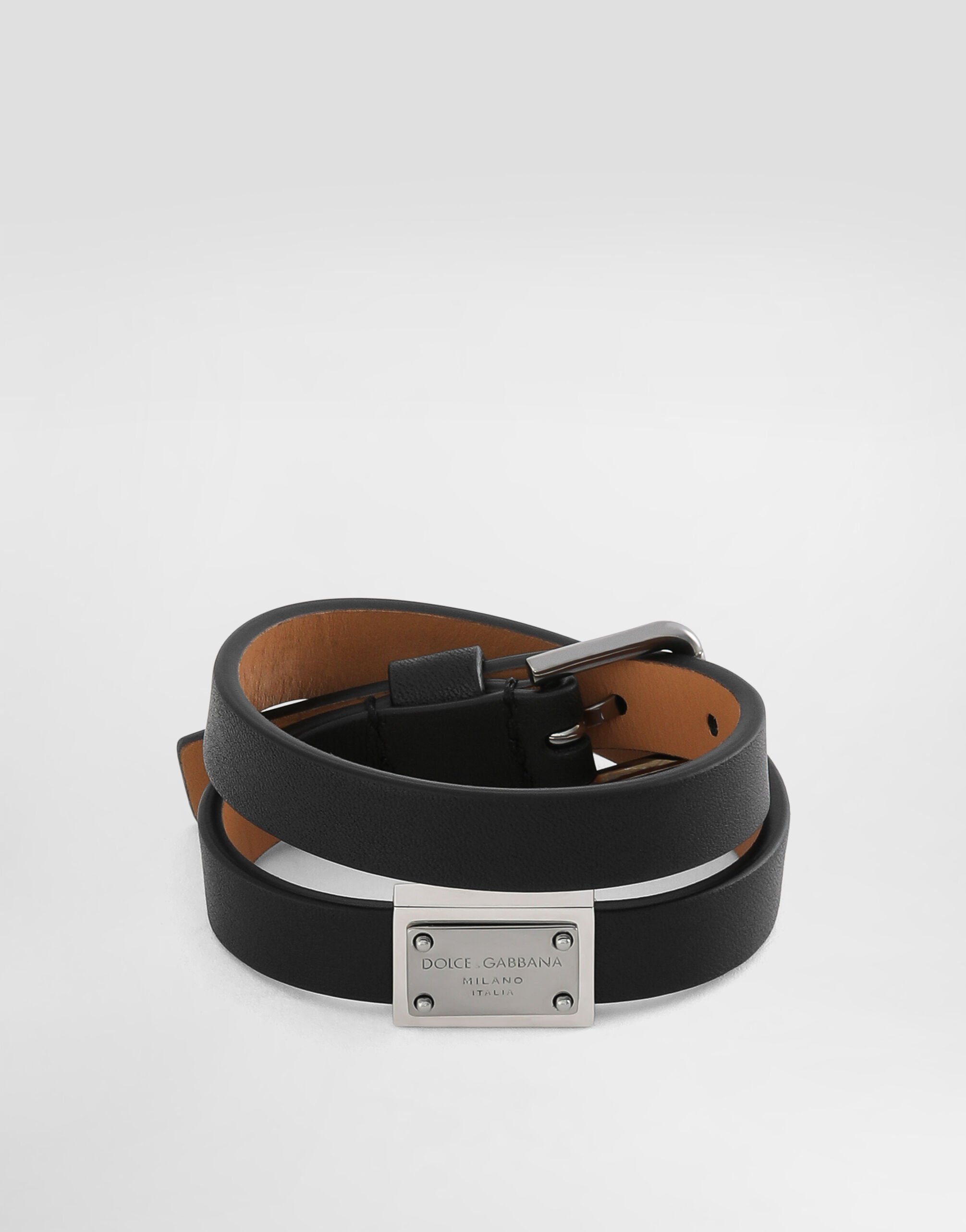 Dolce & Gabbana Bracelet en cuir de veau Noir BJ0820AP599