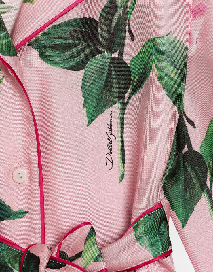 Dolce & Gabbana Bluse aus Twill mit Rosenprint Drucken L56S29IS1X8