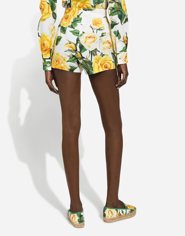 Dolce & Gabbana Short en coton à imprimé roses jaunes Imprimé FTBTPTHS5NO