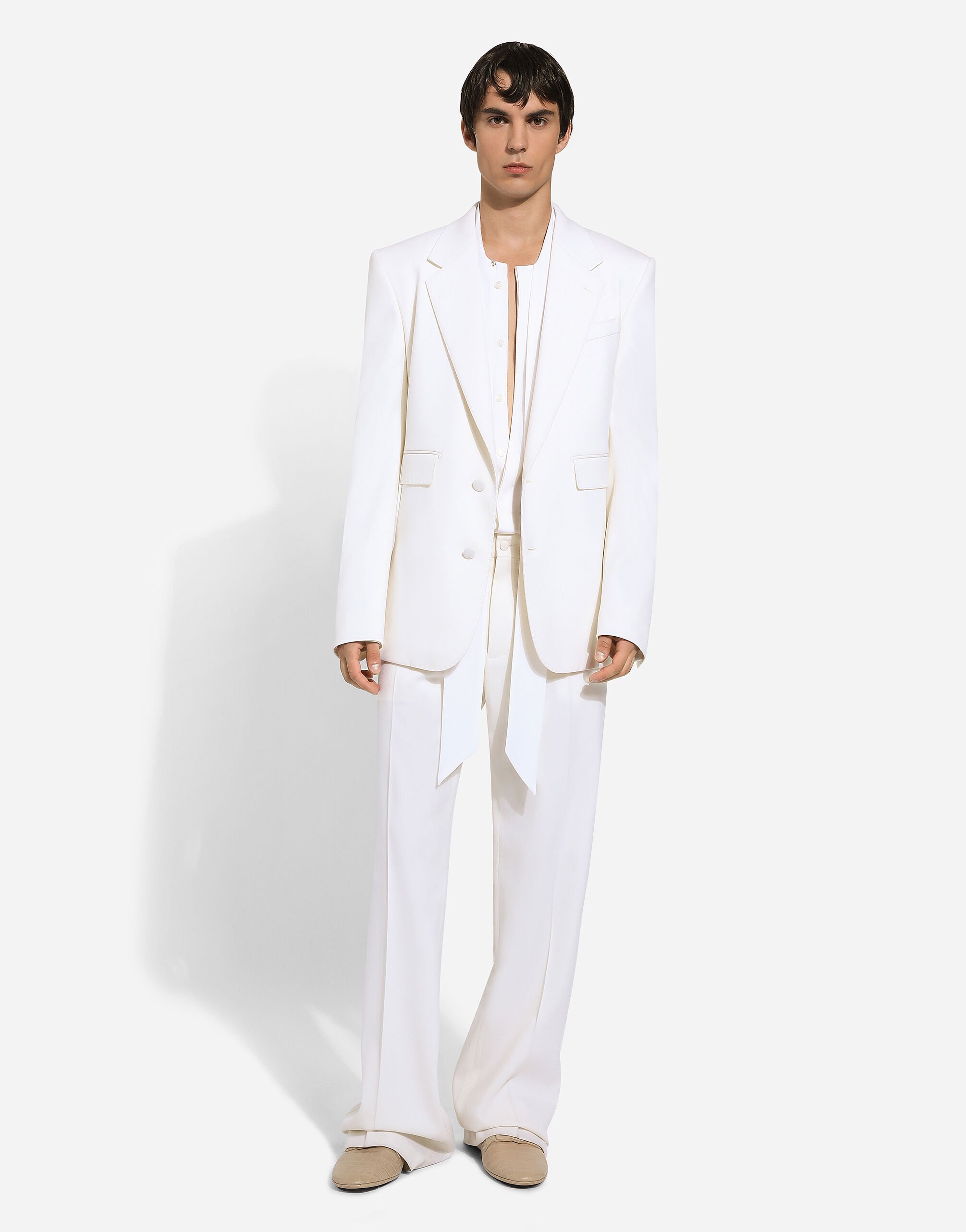 ホワイトのメンズ Stretch wool straight-leg pants | Dolce&Gabbana®