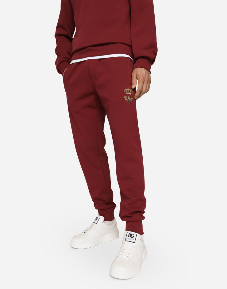Dolce & Gabbana Pantalon de jogging en jersey à broderie Bordeaux GVF7AZHU7H9