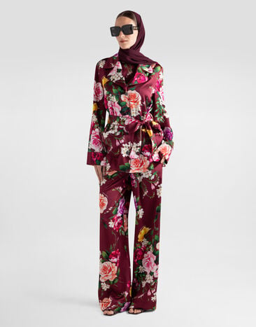 Dolce & Gabbana Rose-print satin top Multicolor I7R08WIS11B