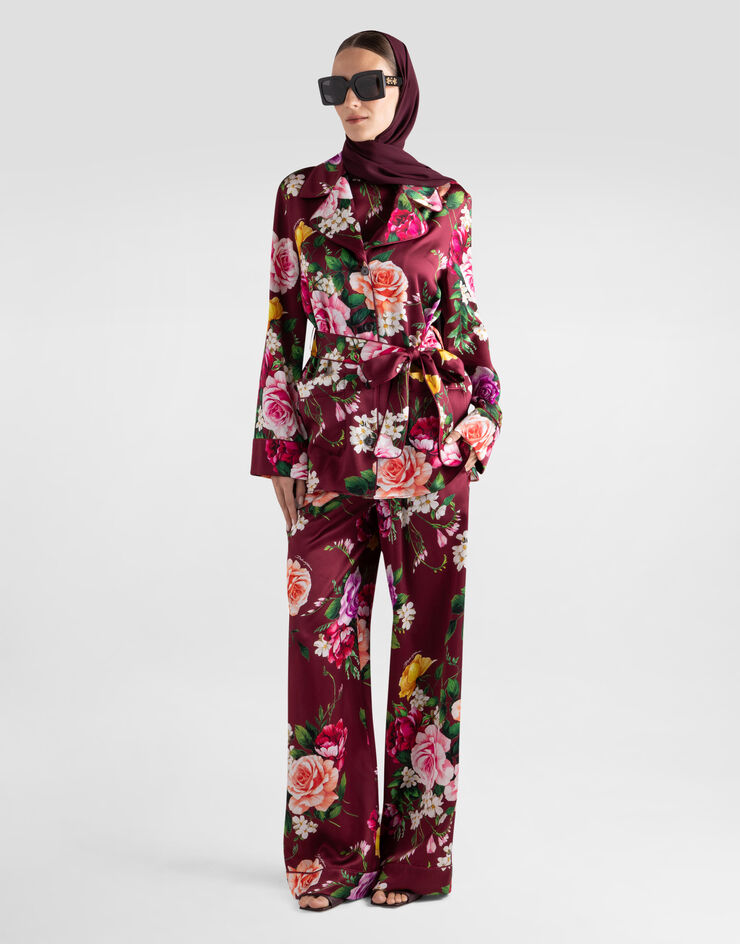 Dolce & Gabbana Rose-print satin top Multicolor I7R08WIS11B