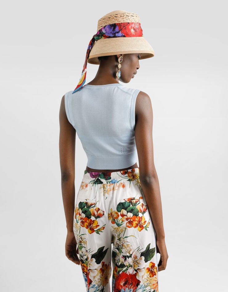 Dolce & Gabbana Silk tank top Azure FXT56TJBSM0